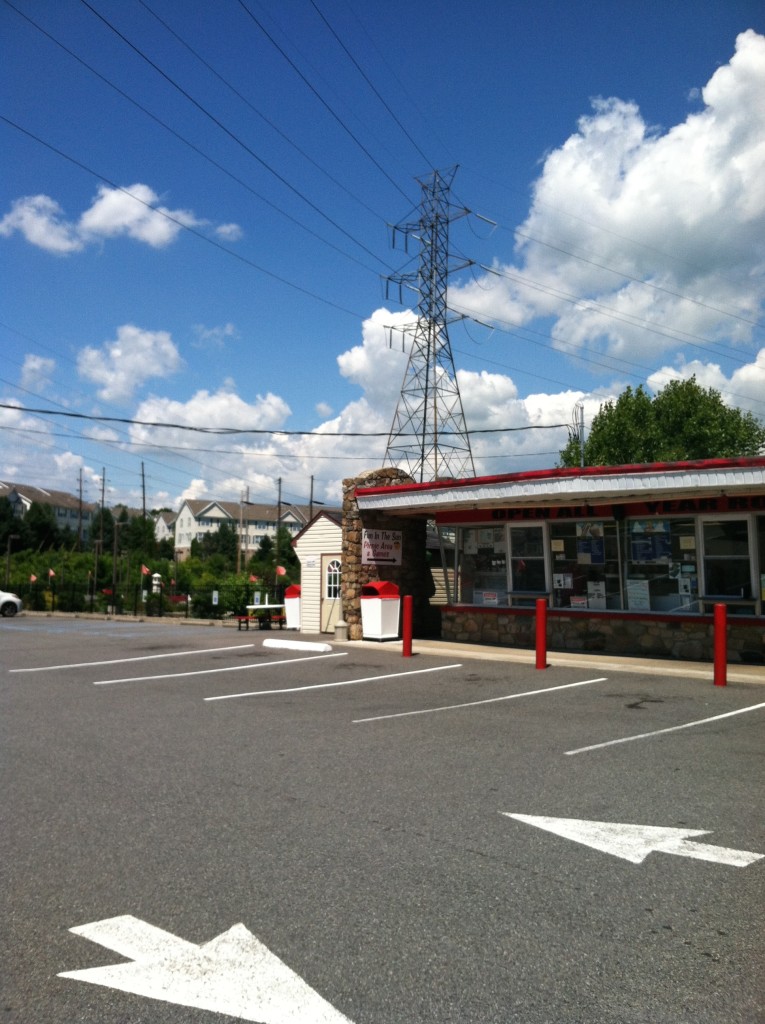 Parking lot and ice cream shop